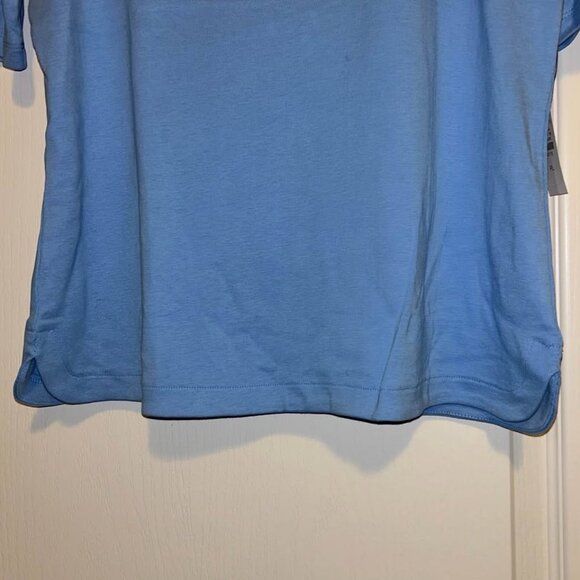 NWT Talbots light blue elbow sleeve round scoop neck top shirt woman's size LP - Picture 4 of 7